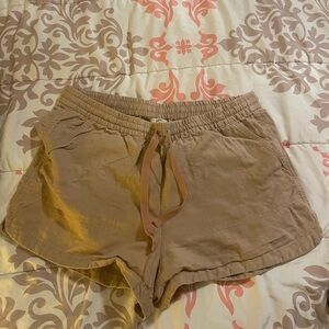 J Crew tan linen shorts